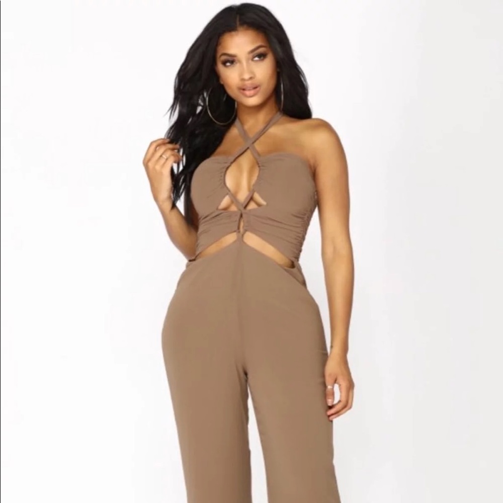 Brand new with tags mocha Chiffon Jumpsuit
